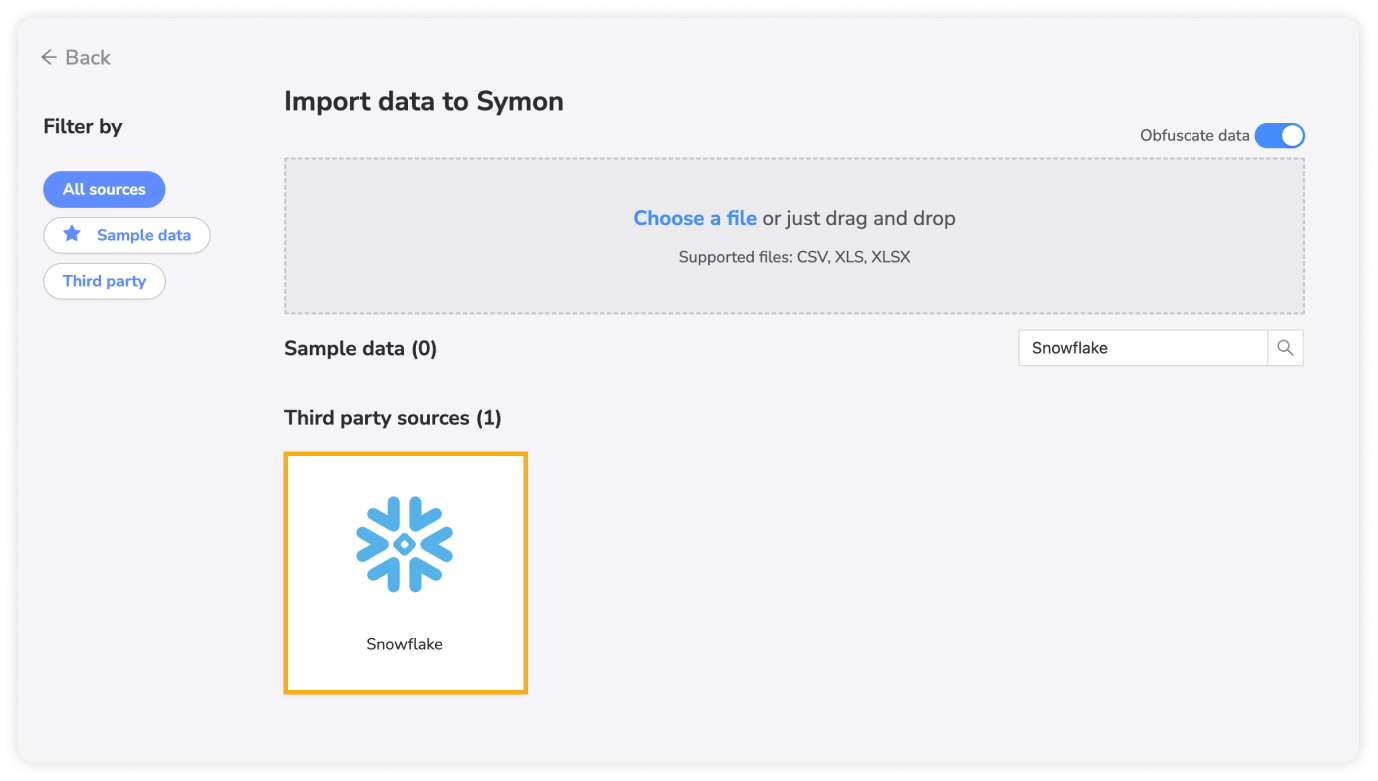 Import Snowflake data into Symon.AI