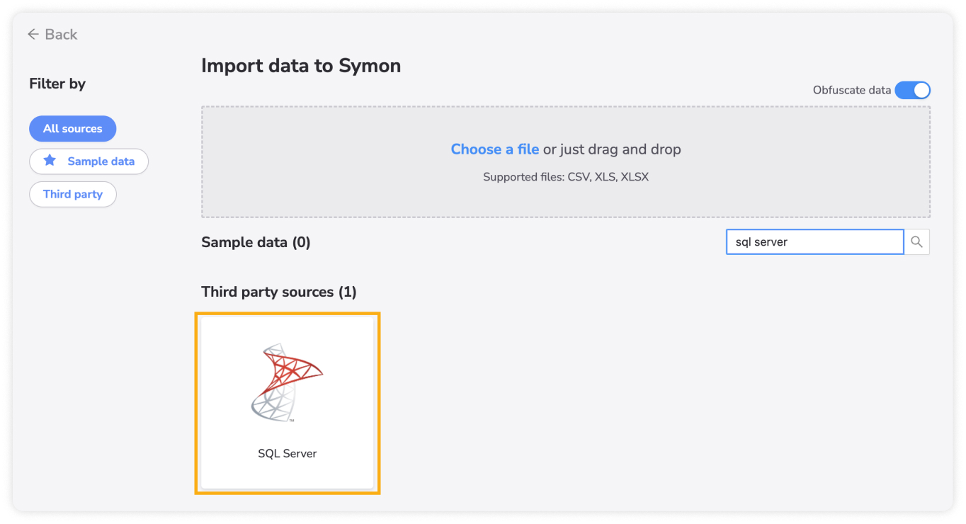 Import SQL Server Data into Symon.AI