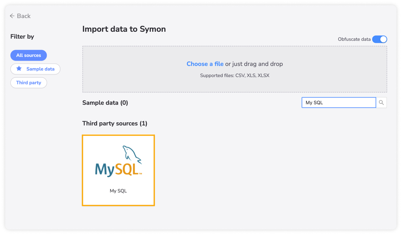 Import MySQL data to Symon.AI