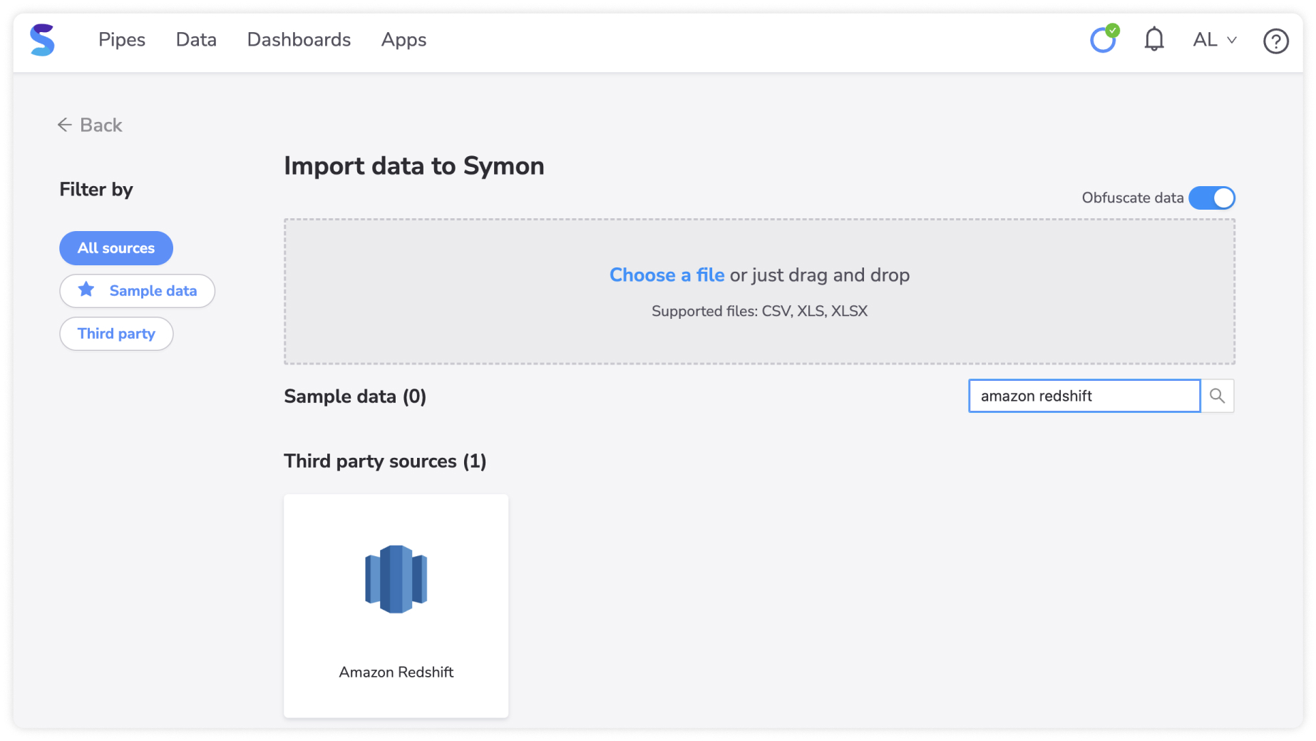 Import Amazon Redshift data into Symon.AI