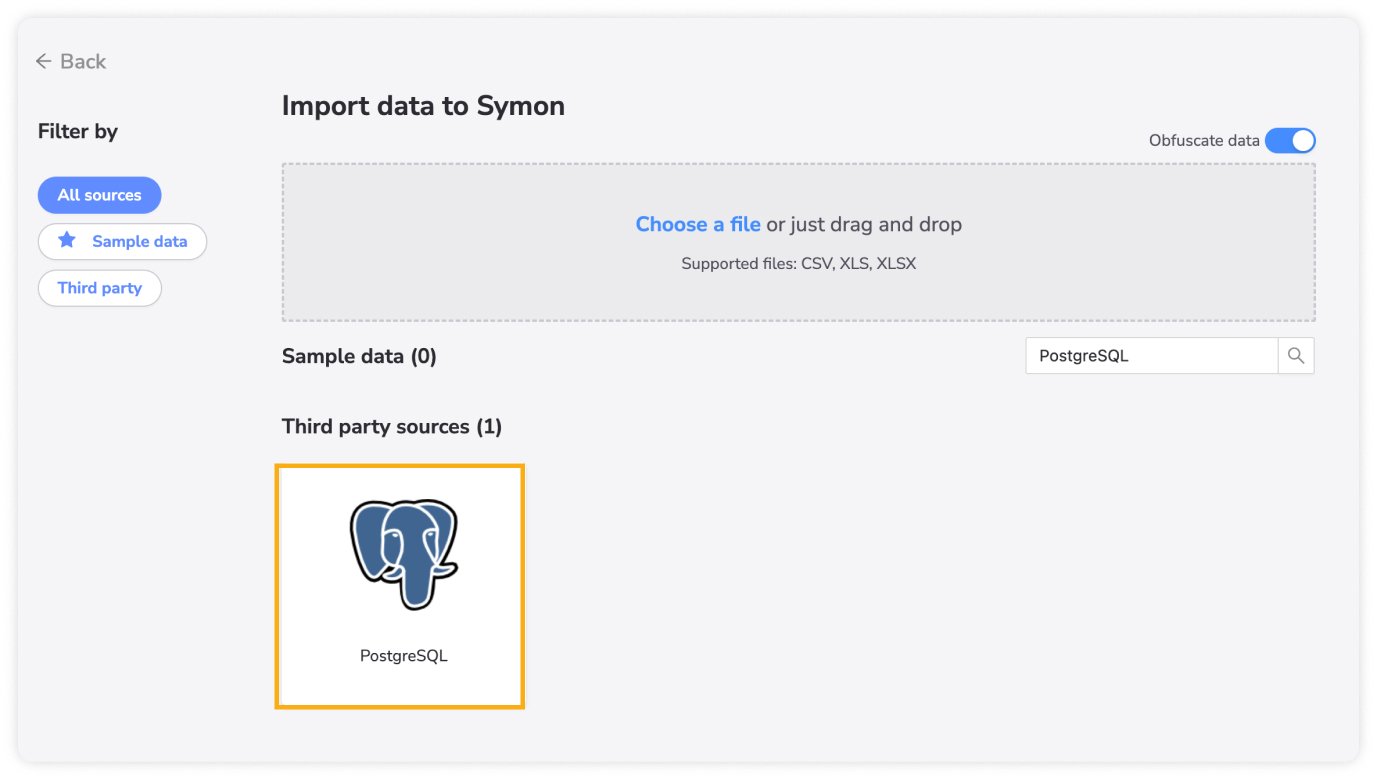 Import PostgreSQL data into Symon.AI